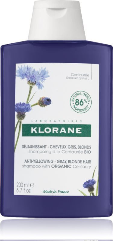 Klorane Cornflower Organic șampon neutralizeaza tonurile de galben 200 ml