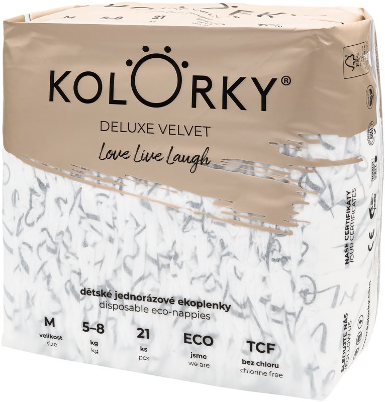 Kolorky Deluxe Velvet Love Live Laugh scutece ECO de unică folosință