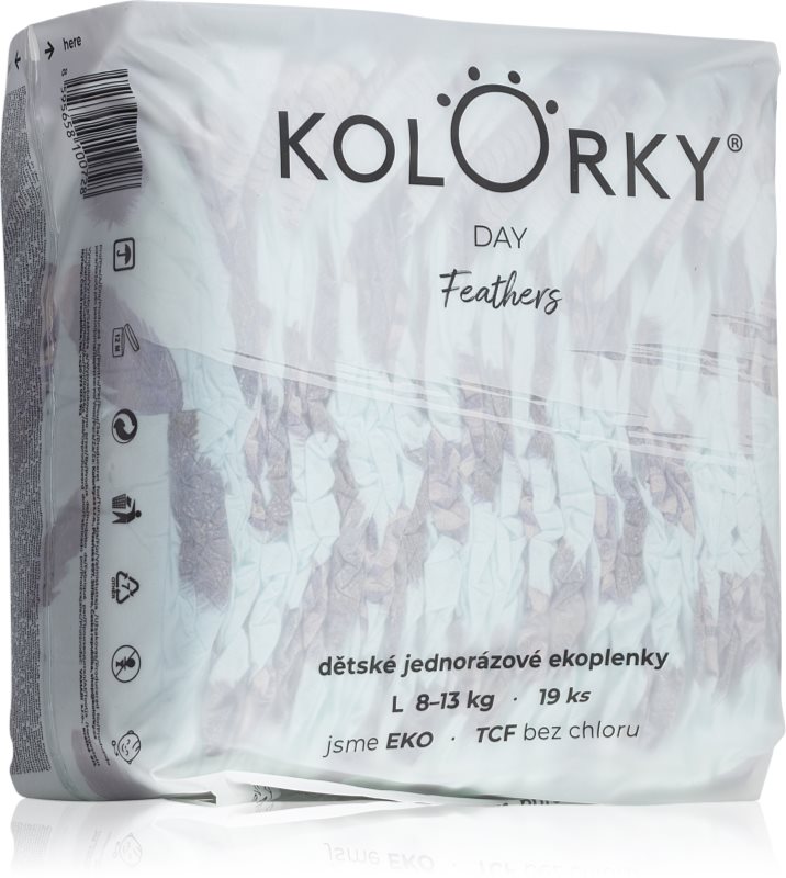 Kolorky Day Feathers scutece ECO de unică folosință
