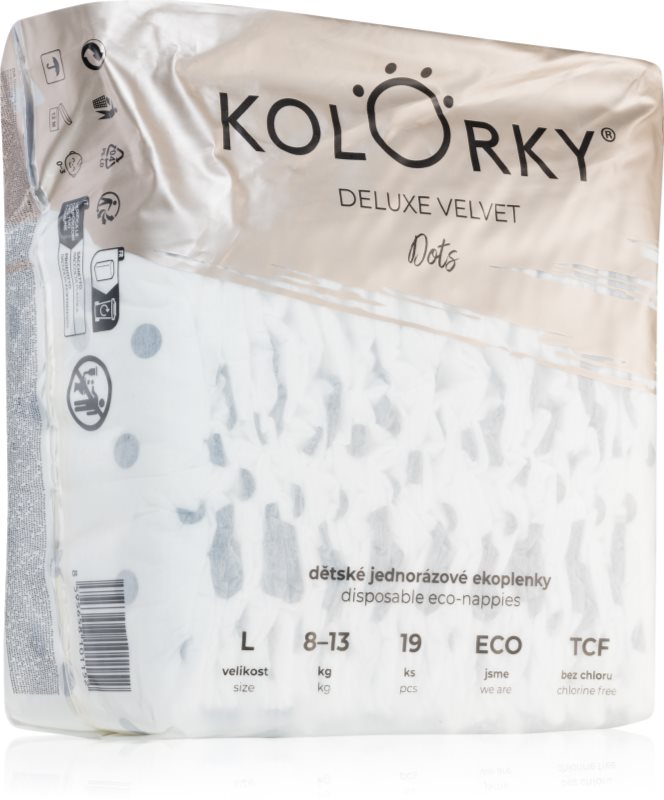 Kolorky Deluxe Velvet Dots scutece ECO de unică folosință