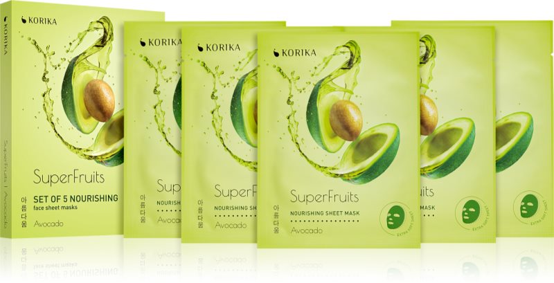 KORIKA SuperFruits set de măști de față la un preț mai avantajos cu efect de nutritiv Avocado