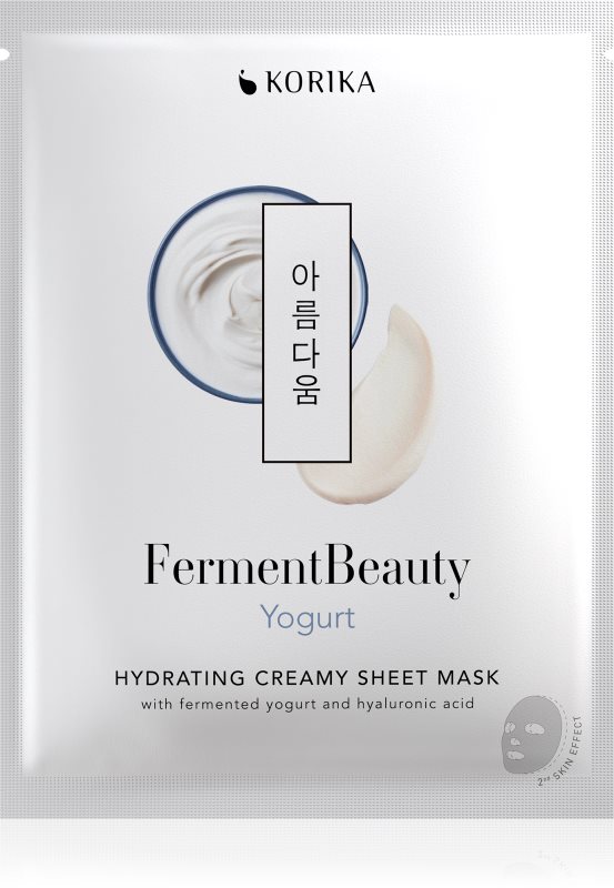 KORIKA FermentBeauty Hydrating Face Sheet Mask with Fermented Yogurt and Hyaluronic Acid mască facială de pânză cu efect hidratant, cu iaurt fermentat și acid hialuronic 23 g