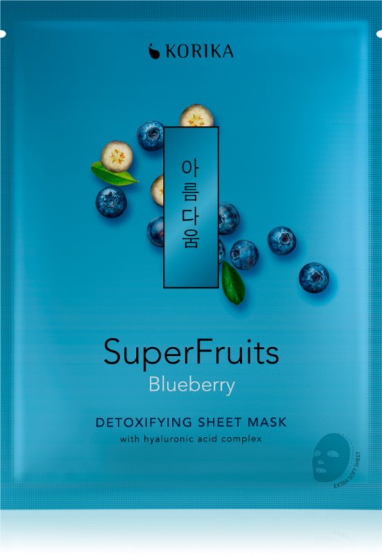 KORIKA SuperFruits Blueberry - Detoxifying Sheet Mask mască compresă hidratantă Blueberry 25 g