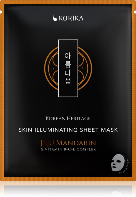 KORIKA Korean Heritage Jeju Mandarin & Vitamin B-C-E Complex Skin Illuminating Sheet Mask mască textilă iluminatoare 25 g