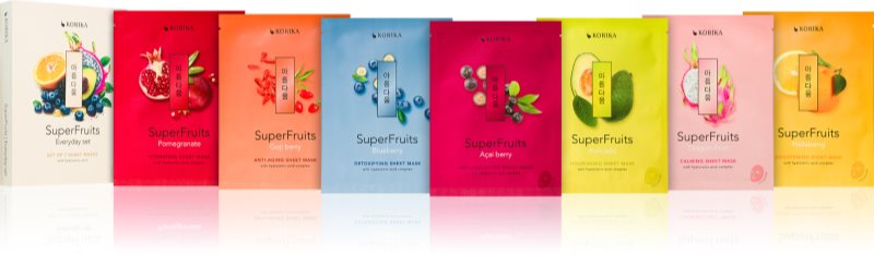 KORIKA SuperFruits Everyday Set of 7 Face Sheet Masks set de măști faciale