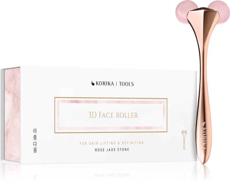 KORIKA Tools 3D Face Roller Rose Jade Stone rolă pentru masaj faciale Rose Jade Stone