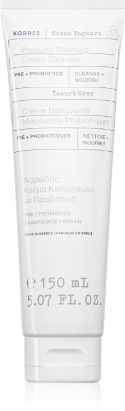 Korres Greek Yoghurt Probiotic Foaming Cream Cleanser spuma demachianta cu o textura cremoasa cu probiotice 150 ml