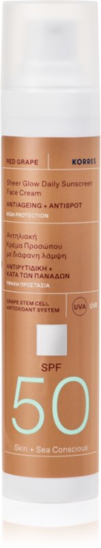 Korres Red Grape Sheer Glow cremă pentru plaja pentru o piele mai luminoasa SPF 50 50 ml