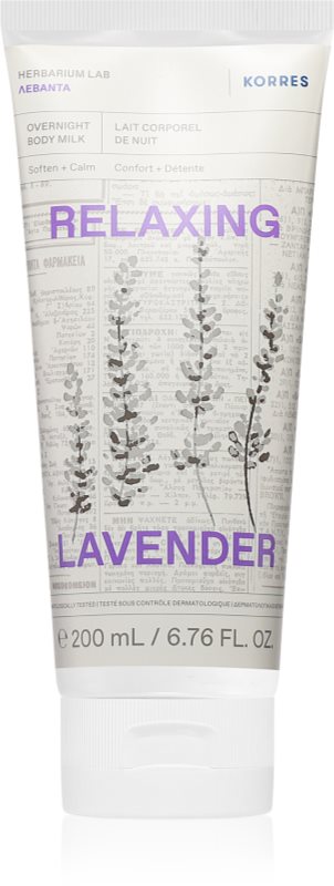 Korres Relaxing Lavender lapte relaxant pentru corp pentru noapte 200 ml