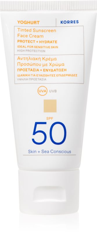 Korres Yoghurt Tinted Sunscreen cremă hidratantă nuanțatoare SPF 50 50 ml