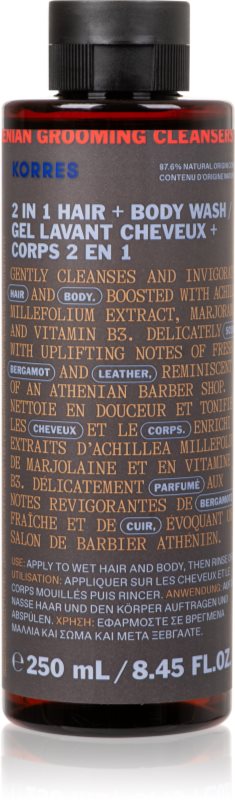 Korres Athenian Grooming gel de dus si sampon 2in1 pentru barbati 250 ml