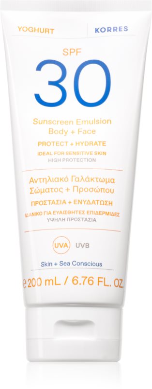 Korres Yoghurt Sunscreen lotiune pentru bronzat pentru fata si corp SPF 30 200 ml