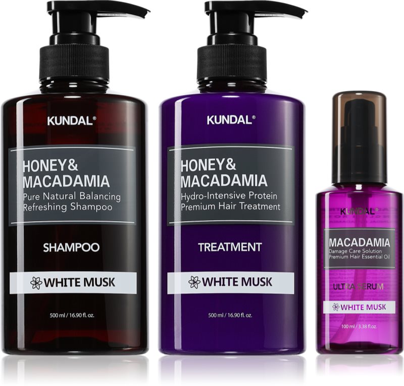 KUNDAL Honey & Macadamia White Musk set pentru păr uscat și deteriorat