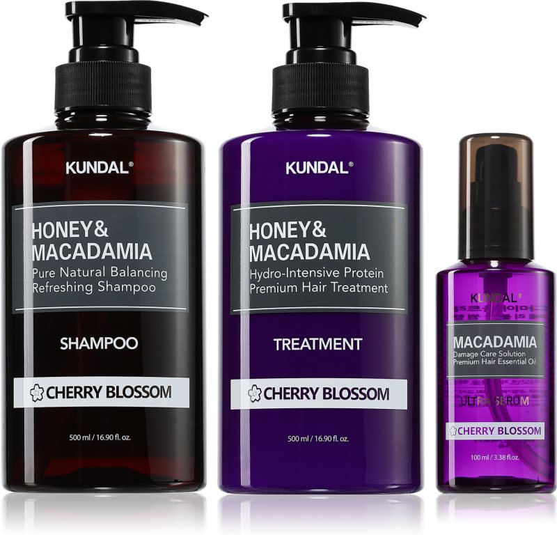 KUNDAL Honey & Macadamia Cherry Blossom set pentru păr uscat și deteriorat