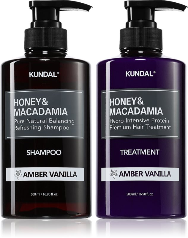 KUNDAL Honey & Macadamia Amber Vanilla set pentru păr uscat și deteriorat