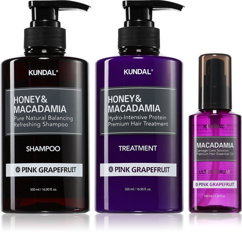 KUNDAL Honey & Macadamia Pink Grapefruit set pentru păr uscat și deteriorat
