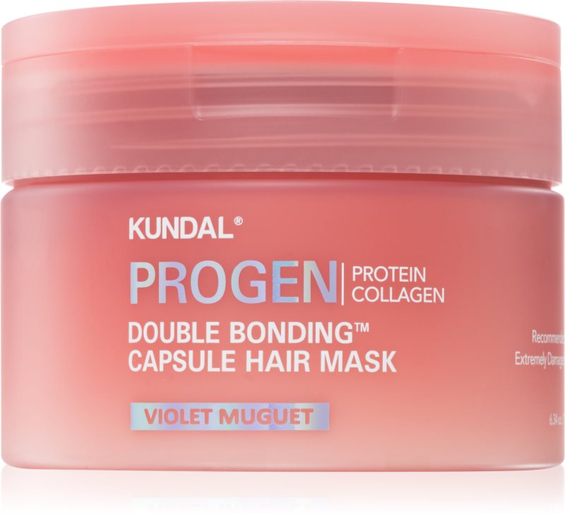 KUNDAL Progen Double Bonding Capsule Hair Mask mască regeneratoare pentru părul deteriorat cu parfum Violet Muguet 180 g