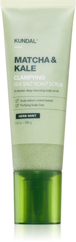 KUNDAL Matcha & Kale Herb Mint exfoliant de curățare pentru par si scalp 200 g
