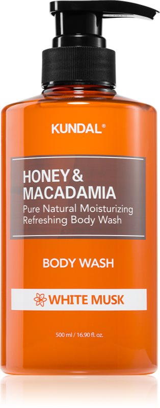 KUNDAL Honey & Macadamia White Musk gel de duș mătăsos cu efect de hidratare 500 ml