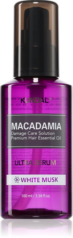 KUNDAL Macadamia Ultra Serum White Musk ser ulei regenerator pentru par deteriorat 100 ml