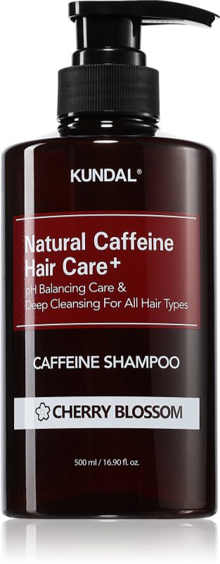 KUNDAL Caffeine Shampoo Cherry Blossom sampon natural impotriva caderii parului 500 ml