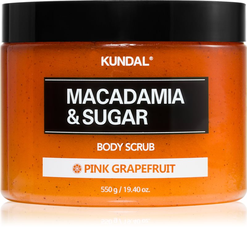 KUNDAL Macadamia & Sugar Body Scrub Pink Grapefruit exfoliant delicat pentru corp cu efect calmant 550 g