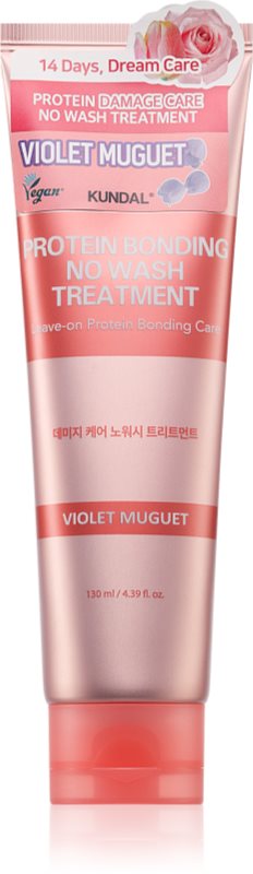 KUNDAL Protein Bonding Care No Wash Treatment ingrijire leave-in pentru par deteriorat cu parfum Violet Muguet 130 ml