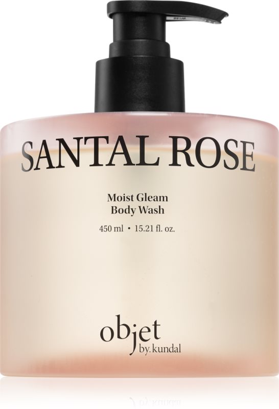 KUNDAL Objet Moist Gleam Body Wash gel parfumat pentru duș pentru hidratare intensa cu parfum Santal Rose 450 ml
