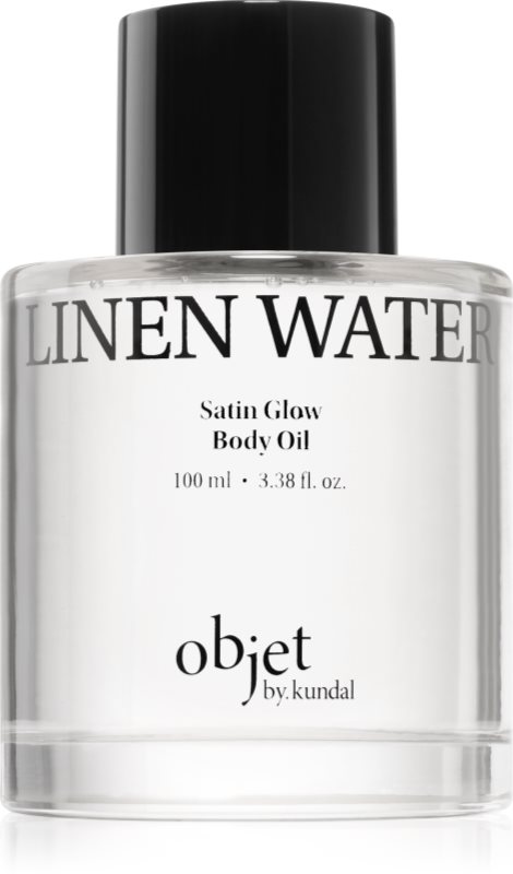 KUNDAL Objet Satin Glow Body Oil ulei de corp hranitor pentru hidratare intensa cu parfum Linen Water 100 ml