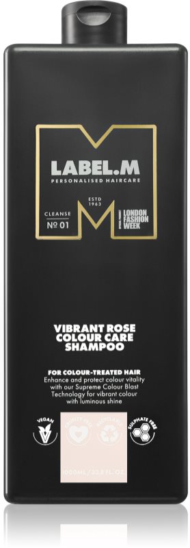 label.m Vibrant Rose Colour Care Shampoo sampon hidratant pentru par vopsit sau suvitat 1000 ml
