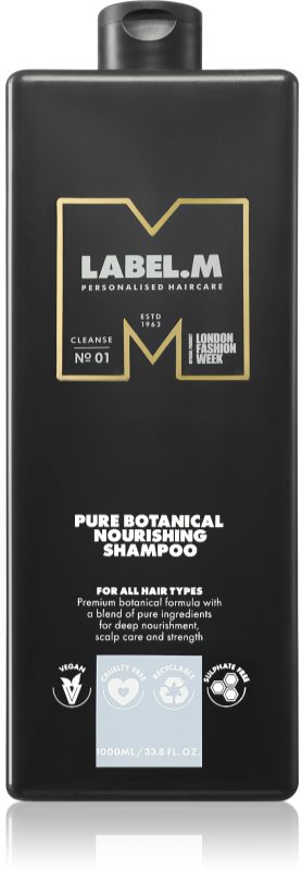 label.m Botanical Nourishing Shampoo șampon intens hrănitor pentru toate tipurile de păr 1000 ml