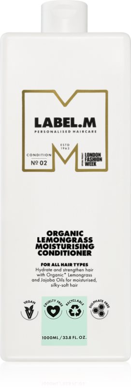 label.m Organic Lemongrass Moisturising Conditioner balsam profund hidratant cu lamaie si lamaita 1000 ml