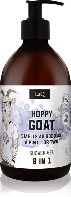 LaQ Goat From Poznaň gel de dus revigorant 8 in 1 cu extract de conuri de hamei 500 ml