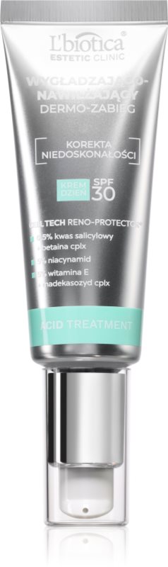 L’biotica Estetic Clinic Acid Treatment loțiune protectoare hidratantă cu efect de netezire SPF 30 35 ml
