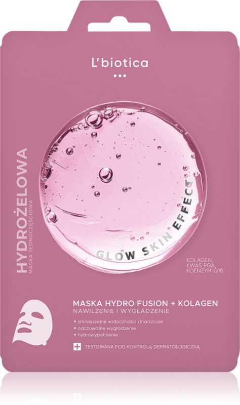 L’biotica PGA Hydro Fusion + Collagen mască intensă cu hidrogel cu efect de netezire 1 buc