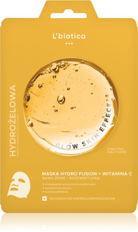 L’biotica PGA Hydro Fusion + Vitamin C mască intensă cu hidrogel pentru o piele mai luminoasa 1 buc