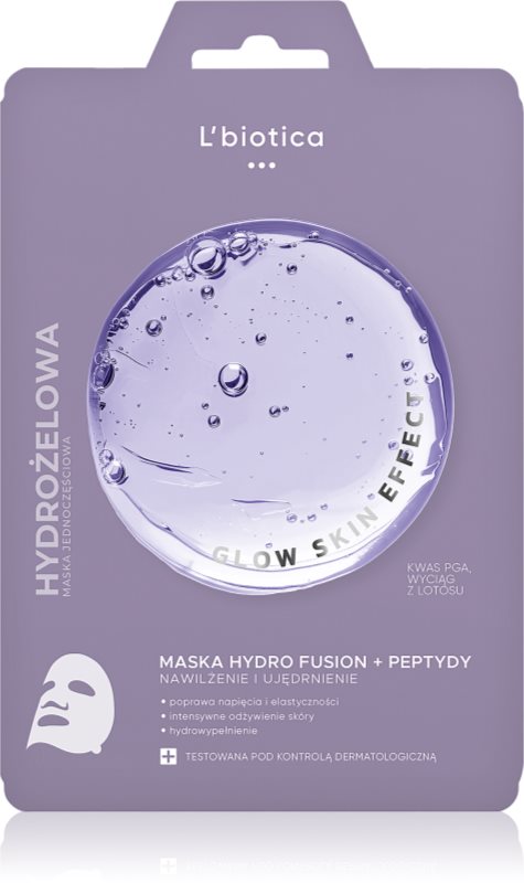 L’biotica PGA Hydro Fusion + Peptides mască intensă cu hidrogel pentru uniformizarea nuantei tenului 1 buc
