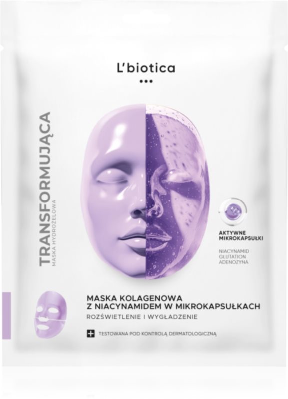 L’biotica Transforming Collagen Mask with Niacinamide in Microcapsules masca de colagen pentru o piele mai luminoasa 1 buc