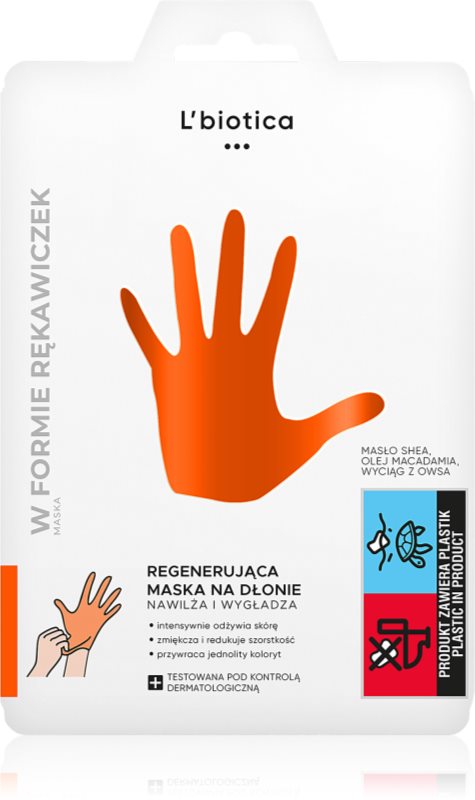 L’biotica Masks masca regeneratoare pentru maini sub formă de manusi 26 g
