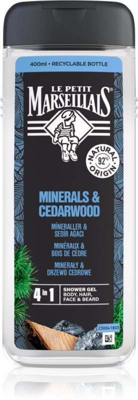 Le Petit Marseillais Minerals & Cedarwood gel de duș 4 in 1 pentru bărbați 400 ml