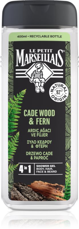 Le Petit Marseillais Cade Wood & Fern gel de duș 4 in 1 pentru bărbați 400 ml