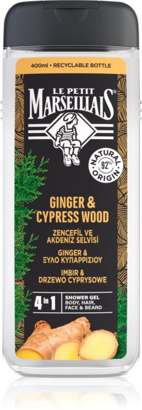 Le Petit Marseillais Ginger & Cypress Wood gel de duș 4 in 1 pentru bărbați 400 ml