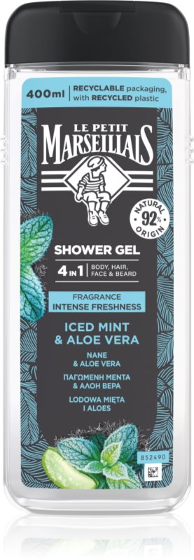 Le Petit Marseillais Iced Mint & Aloe Vera gel de duș 4 in 1 pentru bărbați 400 ml