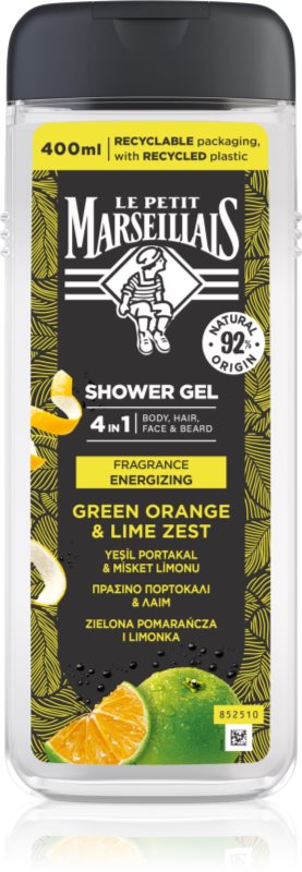 Le Petit Marseillais Green Orange & Lime Zest gel de duș 4 in 1 pentru bărbați 400 ml