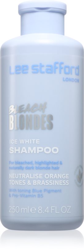Lee Stafford Bleach Blondes Ice White șampon neutralizant argintiu pentru parul blond cu suvite 250 ml