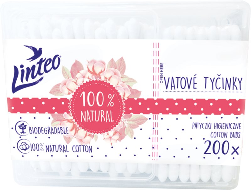 Linteo Natural bețișoare din bumbac cutie
