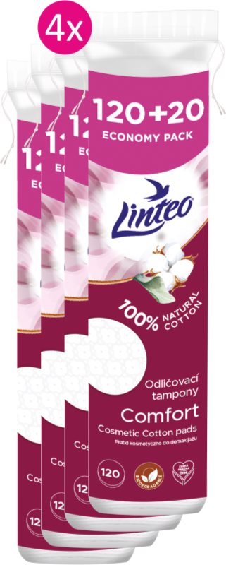 Linteo Natural Cotton Pads tampoane din bumbac 120 + 20ks x 4