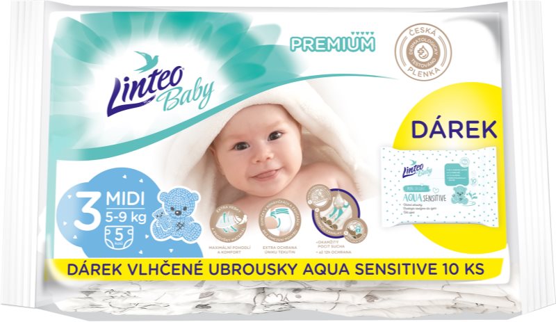 Linteo Baby Premium Midi scutece de unică folosință 5-9kg 5 buc