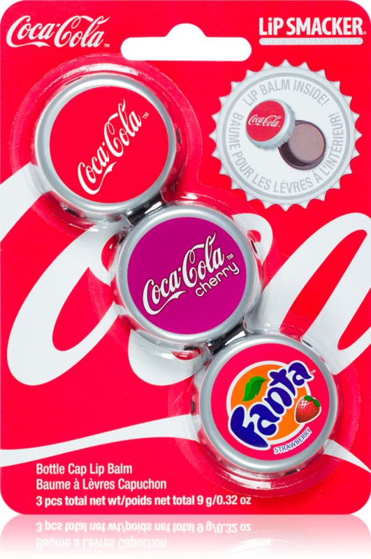 Lip Smacker Coca Cola balsam de buze parfum Original, Cherry & Fanta 3x3 g