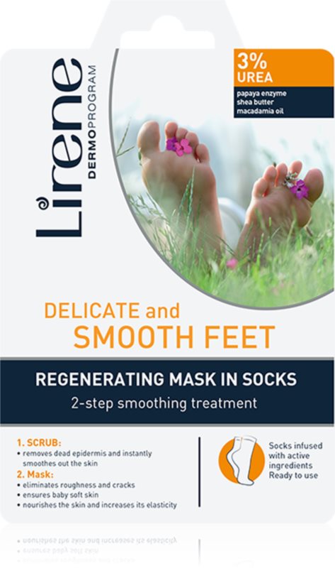 Lirene Foot Care Pasul 2 - Tratament de regenerare pentru picioare peeling + masca sub forma de șosete 3% Urea 1 pereche
